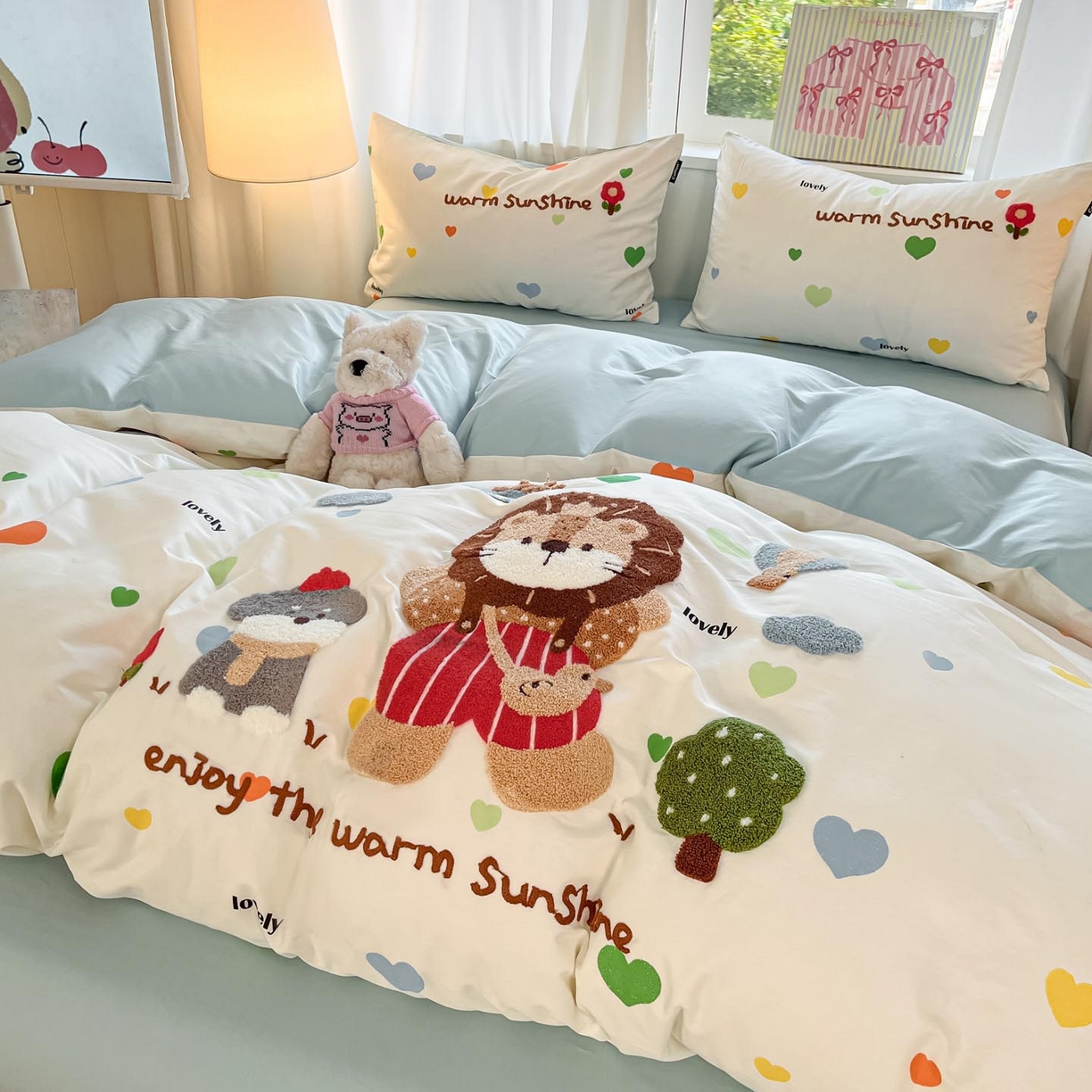 91家纺网 家纺一手货源 找家纺 涵宸家纺 2026新款全棉印花毛巾绣四件套 春日郊游