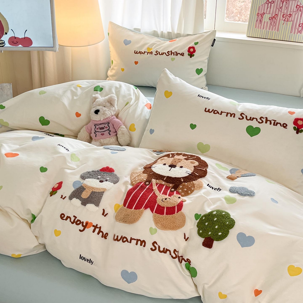 91家纺网 家纺一手货源 找家纺 涵宸家纺 2026新款全棉印花毛巾绣四件套 春日郊游