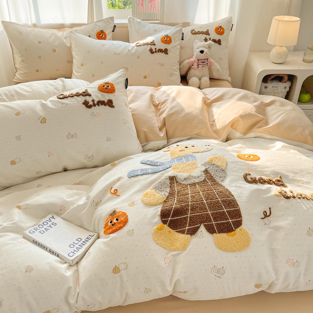 涵宸家纺 2026新款全棉印花毛巾绣四件套 鹿遇时光