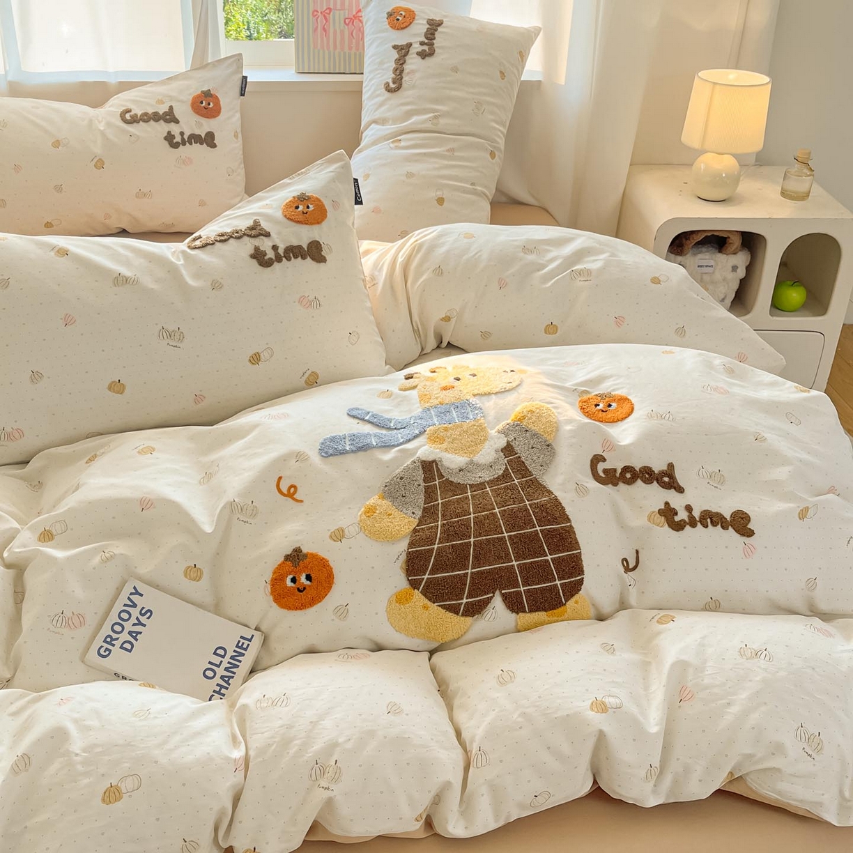 91家纺网 家纺一手货源 找家纺 涵宸家纺 2026新款全棉印花毛巾绣四件套 鹿遇时光