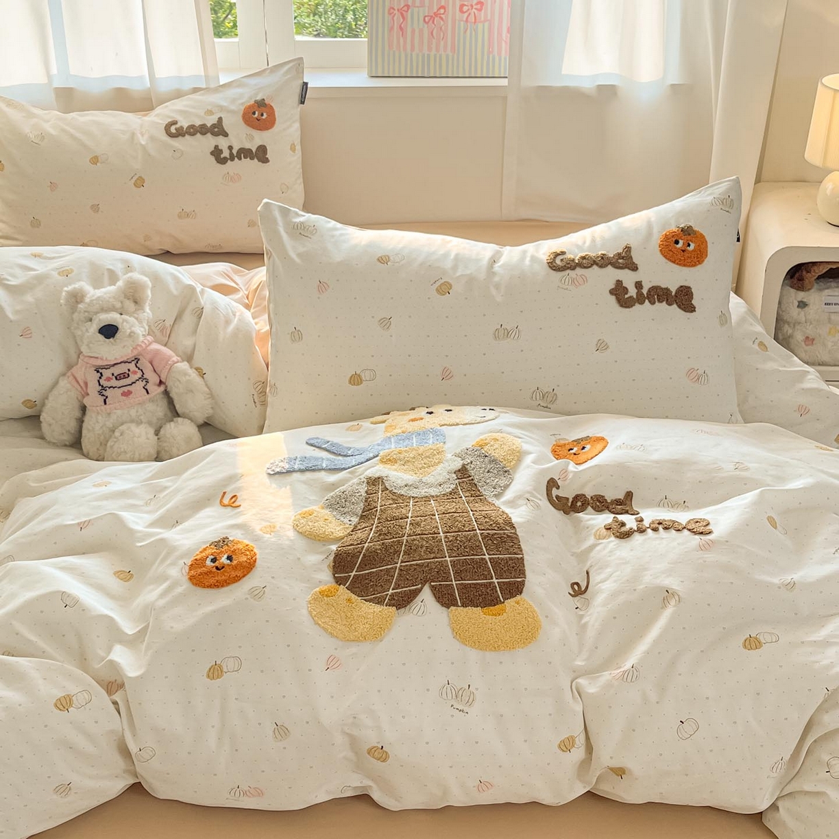 91家纺网 家纺一手货源 找家纺 涵宸家纺 2026新款全棉印花毛巾绣四件套 鹿遇时光