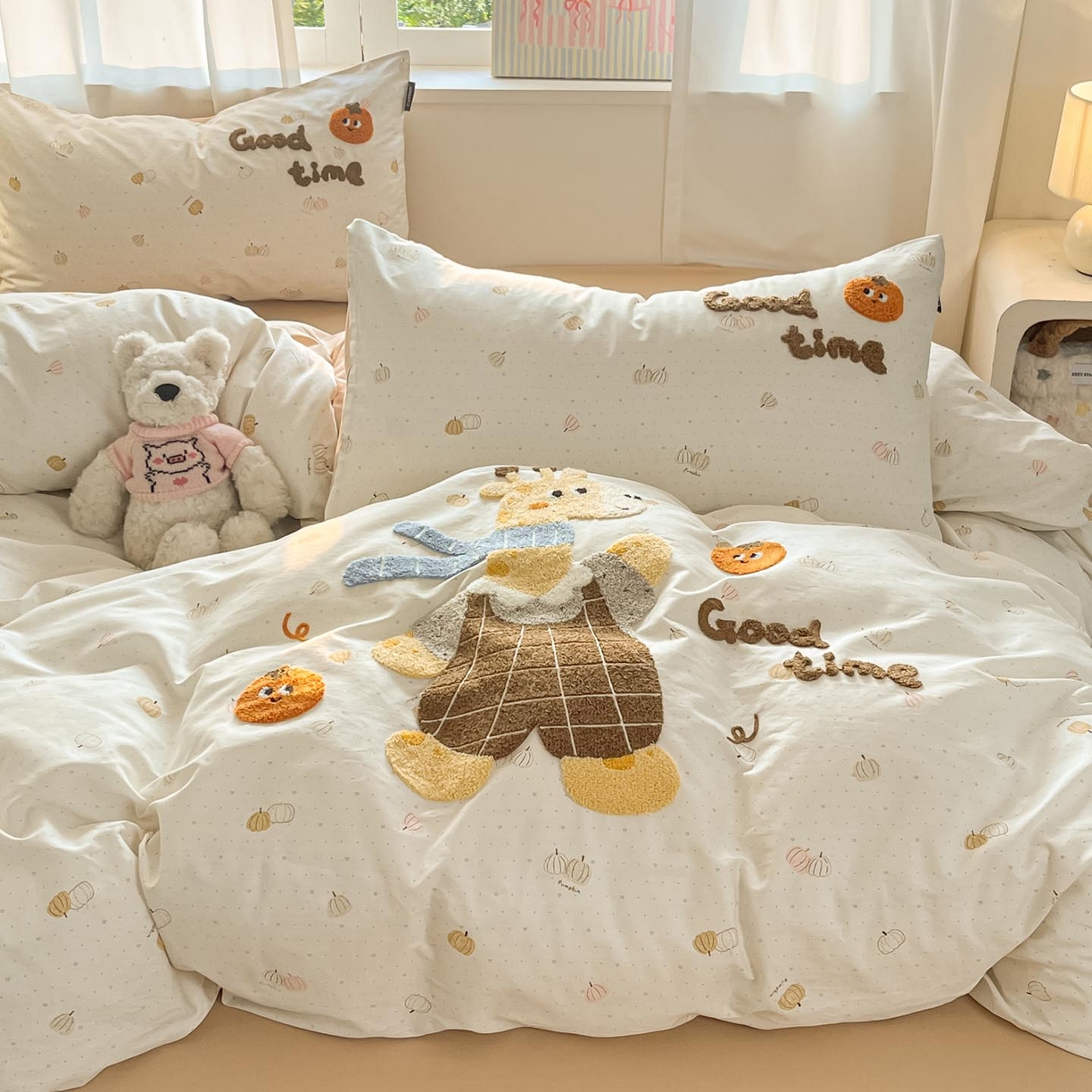 91家纺网 家纺一手货源 找家纺 涵宸家纺 2026新款全棉印花毛巾绣四件套 鹿遇时光