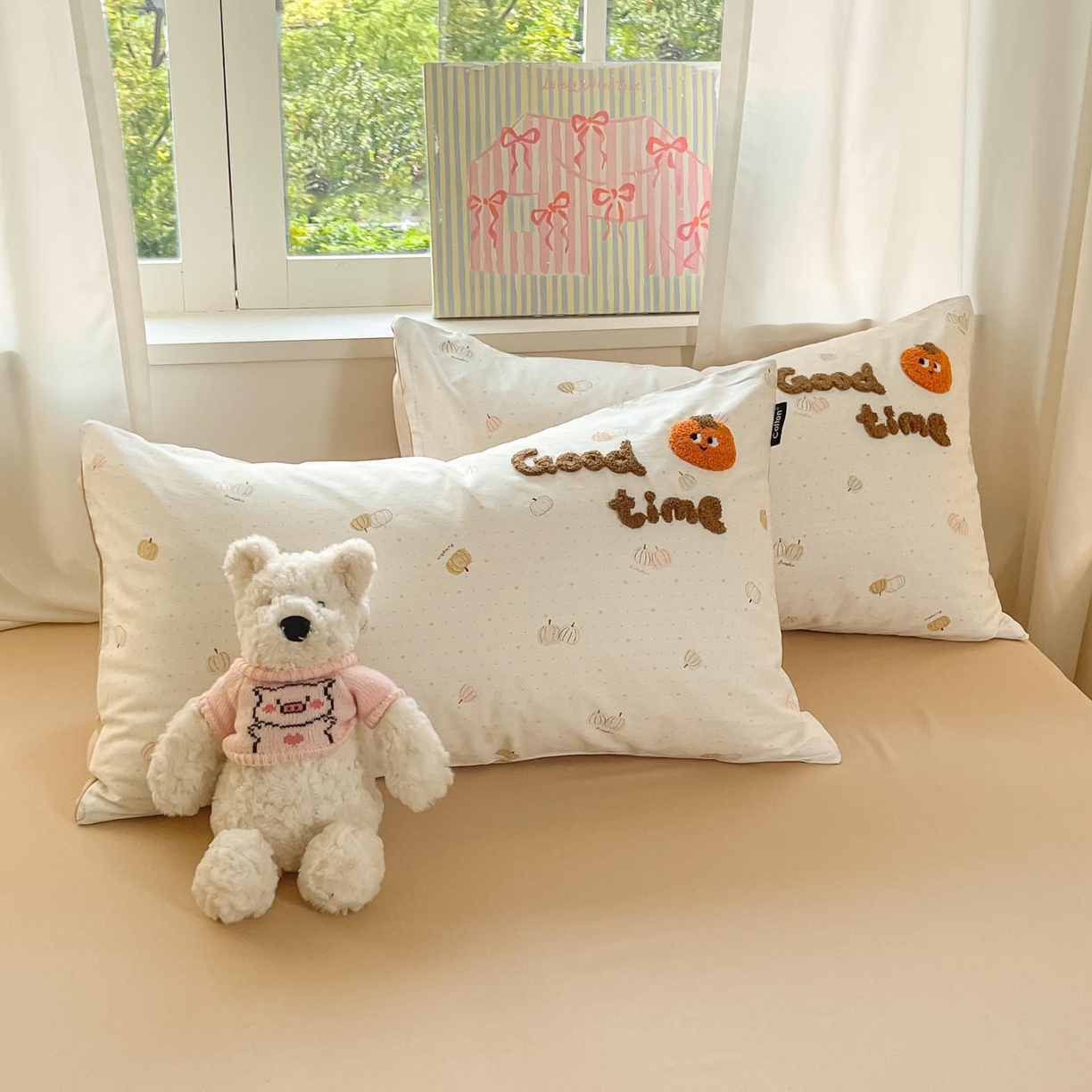 91家纺网 家纺一手货源 找家纺 涵宸家纺 2026新款全棉印花毛巾绣四件套 鹿遇时光