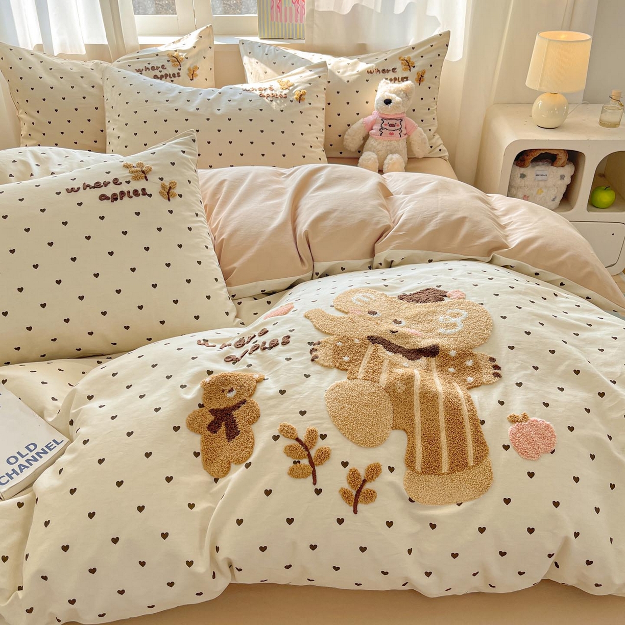 涵宸家纺 2026新款全棉印花毛巾绣四件套 暖心小象