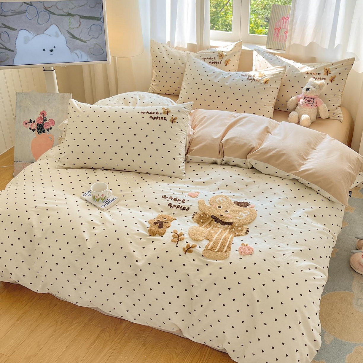 91家纺网 家纺一手货源 找家纺 涵宸家纺 2026新款全棉印花毛巾绣四件套 暖心小象