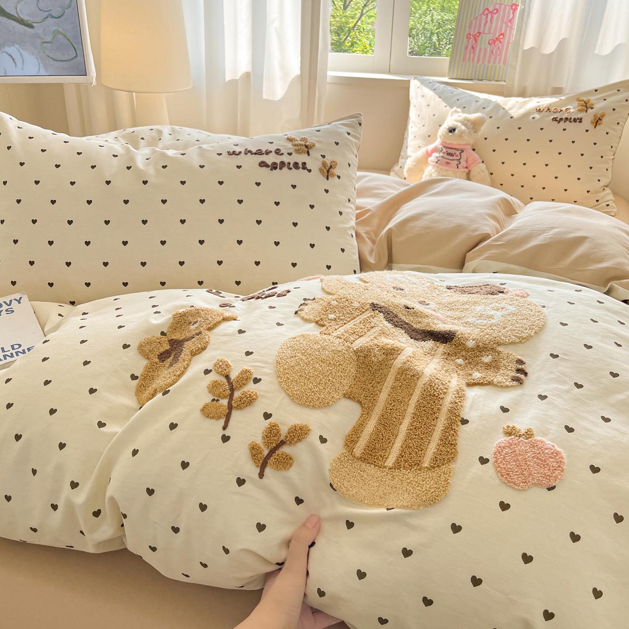 91家纺网 家纺一手货源 找家纺 涵宸家纺 2026新款全棉印花毛巾绣四件套 暖心小象