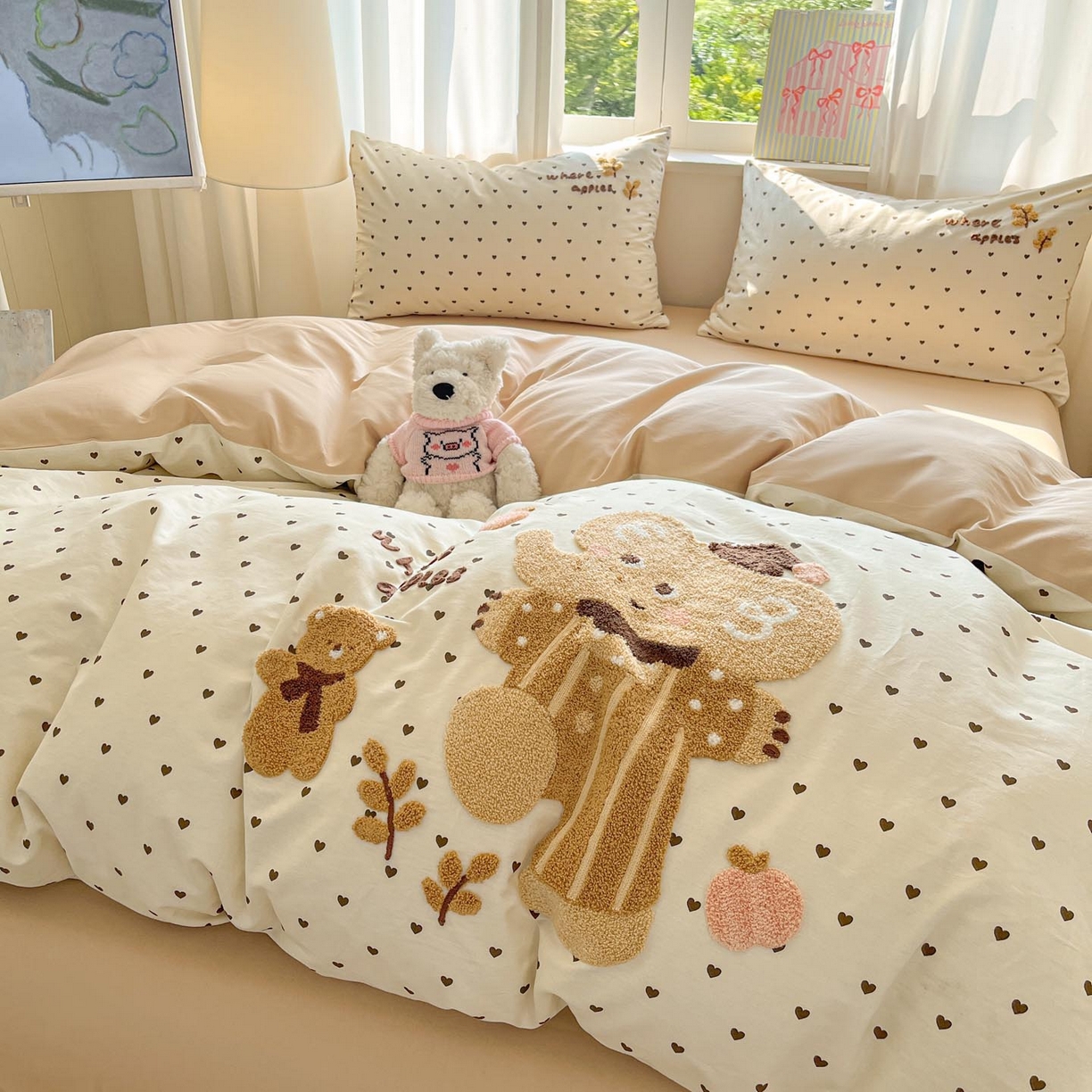 91家纺网 家纺一手货源 找家纺 涵宸家纺 2026新款全棉印花毛巾绣四件套 暖心小象