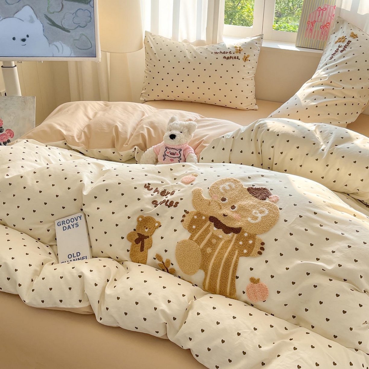 91家纺网 家纺一手货源 找家纺 涵宸家纺 2026新款全棉印花毛巾绣四件套 暖心小象