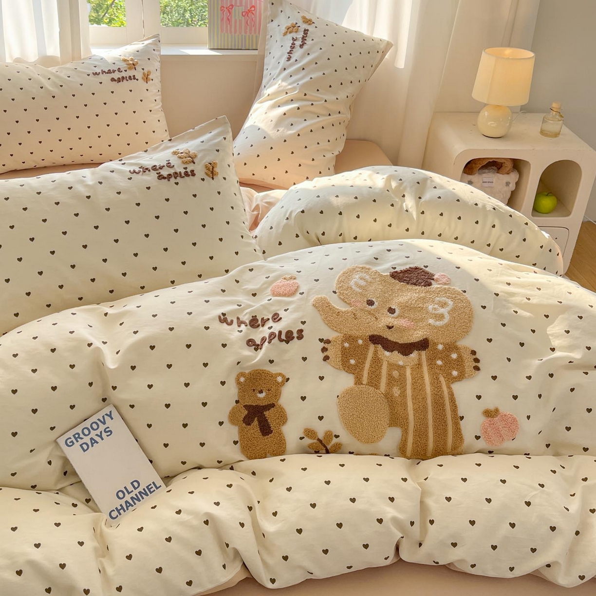 91家纺网 家纺一手货源 找家纺 涵宸家纺 2026新款全棉印花毛巾绣四件套 暖心小象