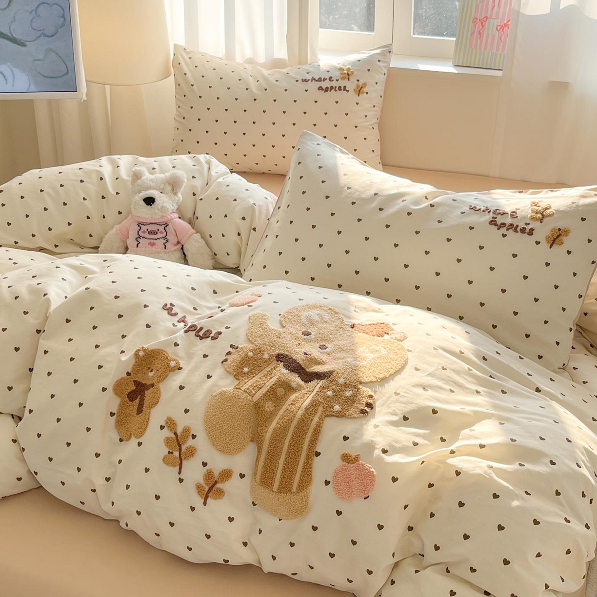 91家纺网 家纺一手货源 找家纺 涵宸家纺 2026新款全棉印花毛巾绣四件套 暖心小象