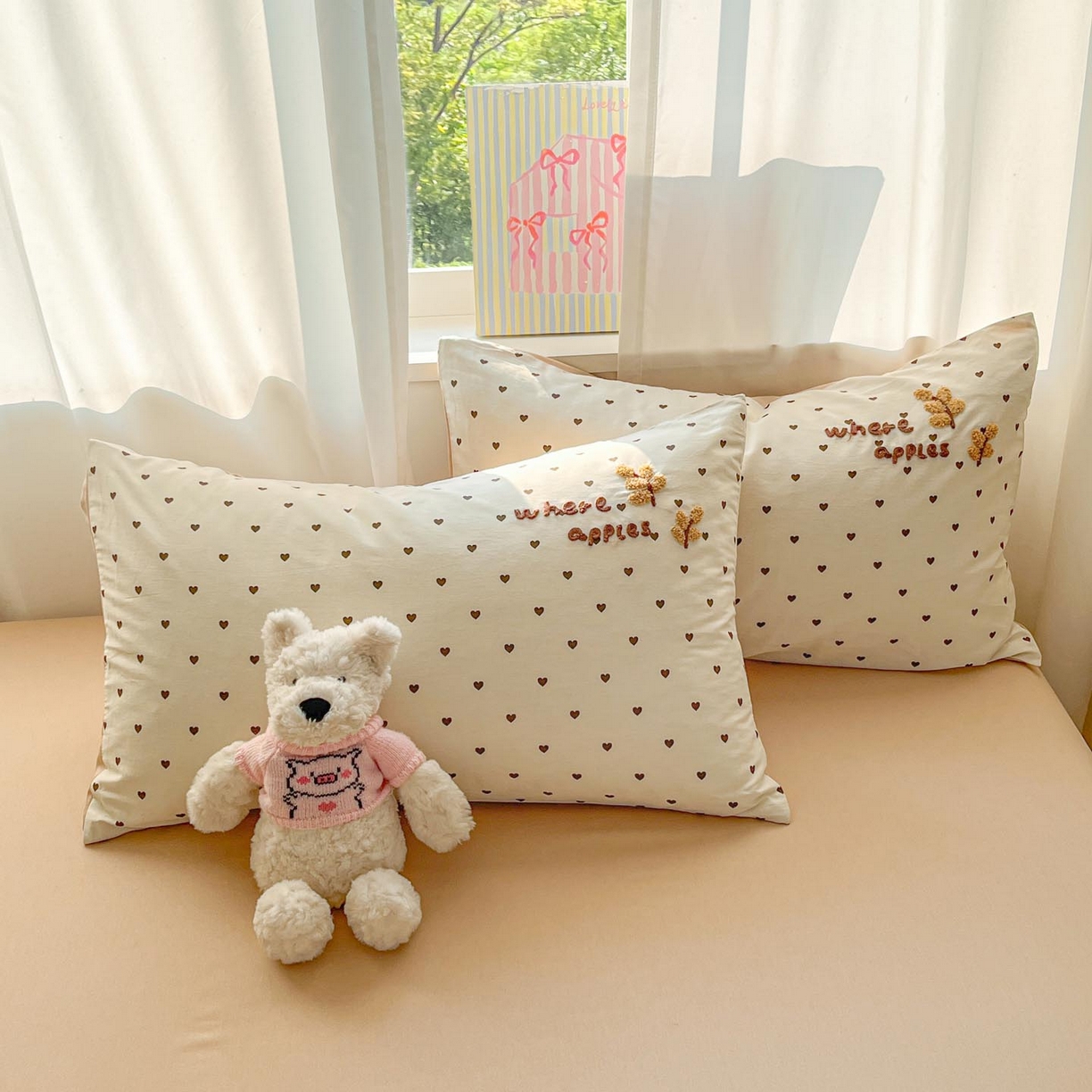 91家纺网 家纺一手货源 找家纺 涵宸家纺 2026新款全棉印花毛巾绣四件套 暖心小象