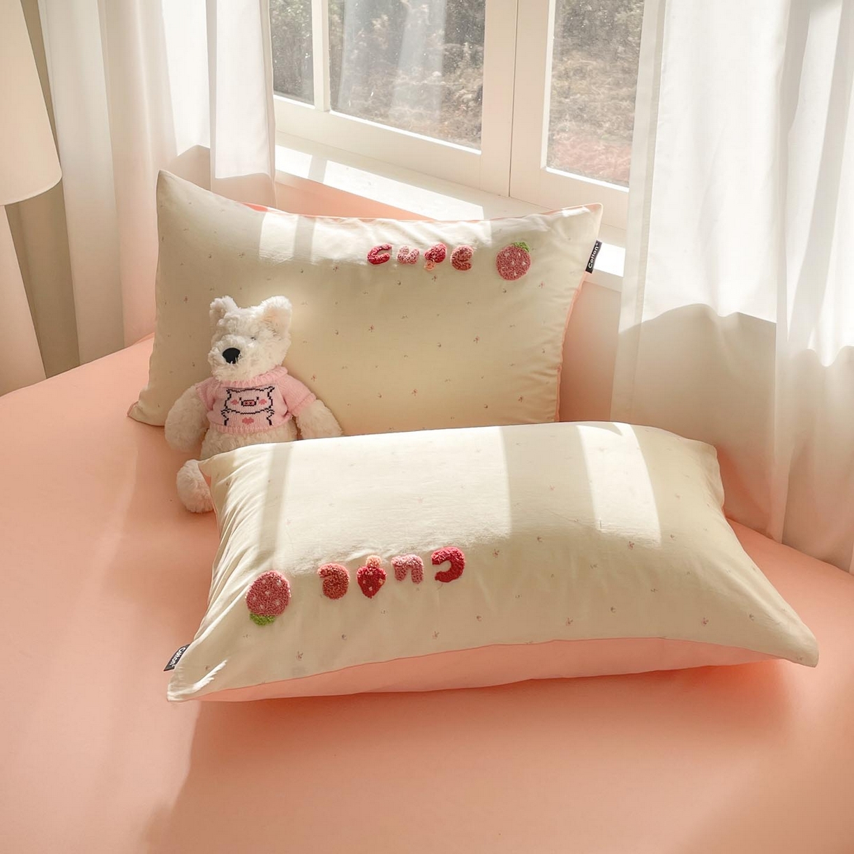 91家纺网 家纺一手货源 找家纺 涵宸家纺 2026新款全棉印花毛巾绣四件套 甜心兔