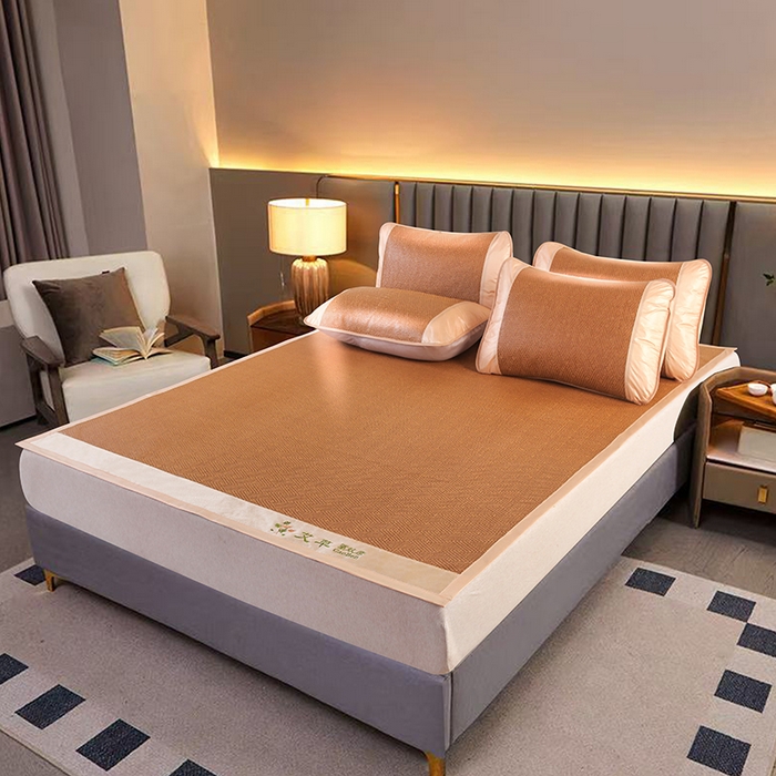 91家纺网 家纺一手货源 找家纺 （总）步步高席业 2026新款艾草刺绣宽边凉席藤席