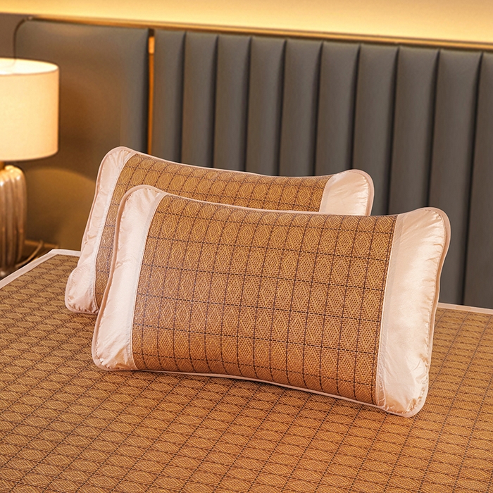 91家纺网 家纺一手货源 找家纺 步步高席业 2026新款艾草刺绣宽边凉席藤席 罗马格