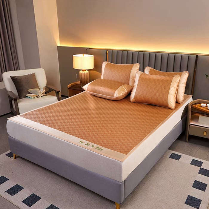 步步高席业 2026新款艾草刺绣宽边凉席藤席 经典格