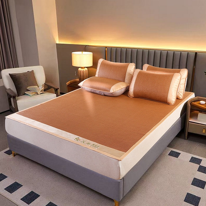 91家纺网 家纺一手货源 找家纺 （总）步步高席业 2026新款艾草刺绣宽边凉席藤席