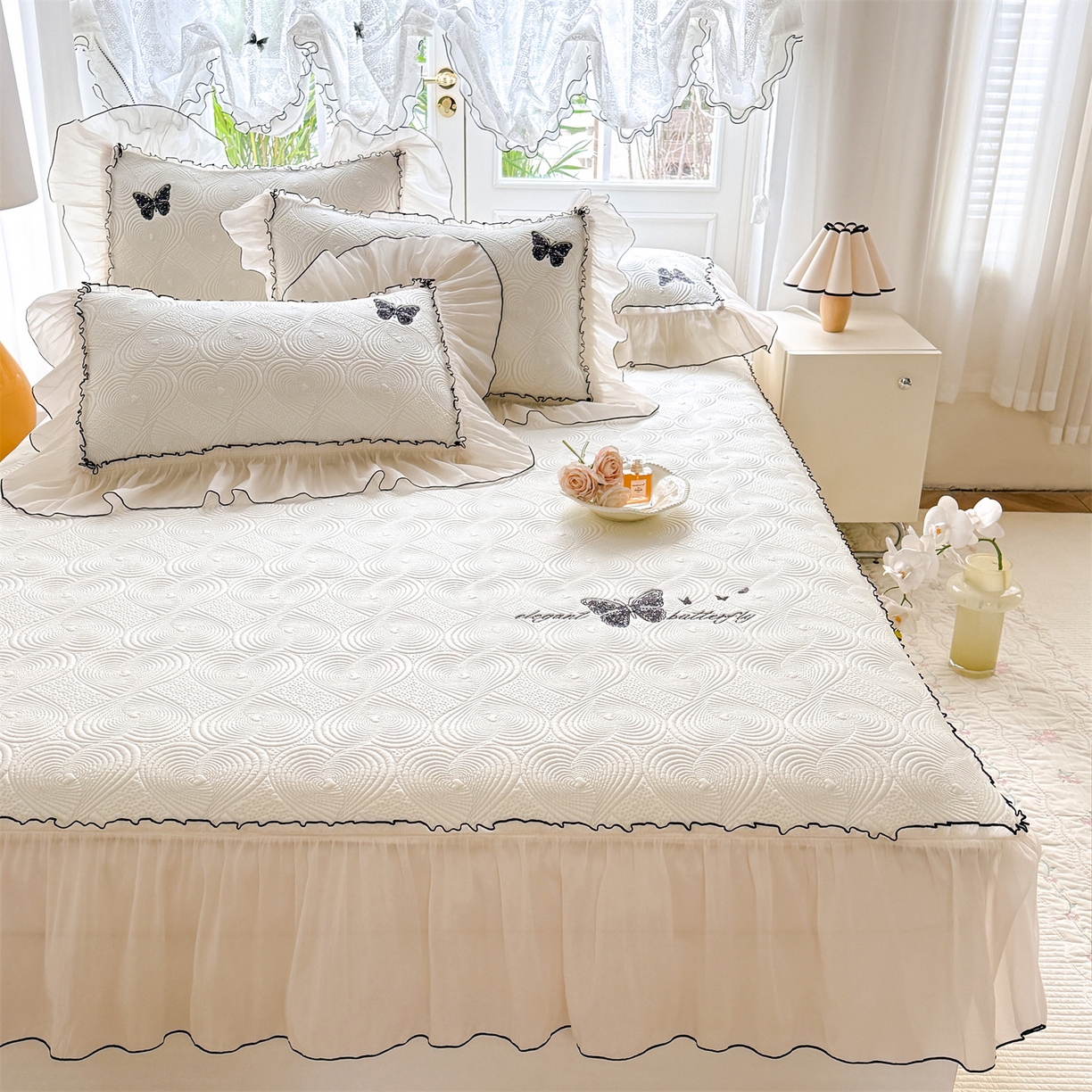 91家纺网 家纺一手货源 找家纺 （总）优贝家纺 2026新款-高克重PE聚乙中分子提花刺绣法式花边复合凉感软席