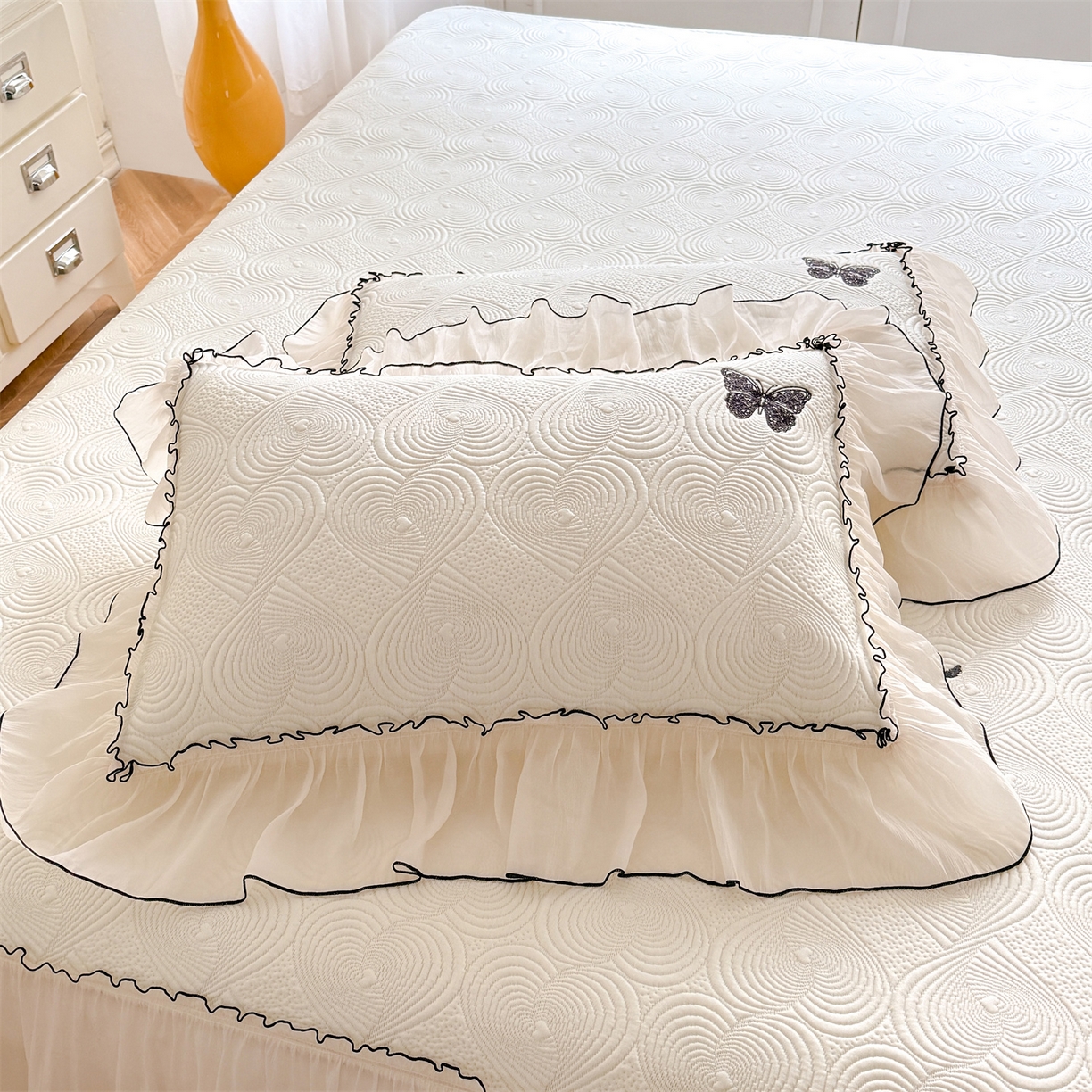 91家纺网 家纺一手货源 找家纺 （总）优贝家纺 2026新款-高克重PE聚乙中分子提花刺绣法式花边复合凉感软席