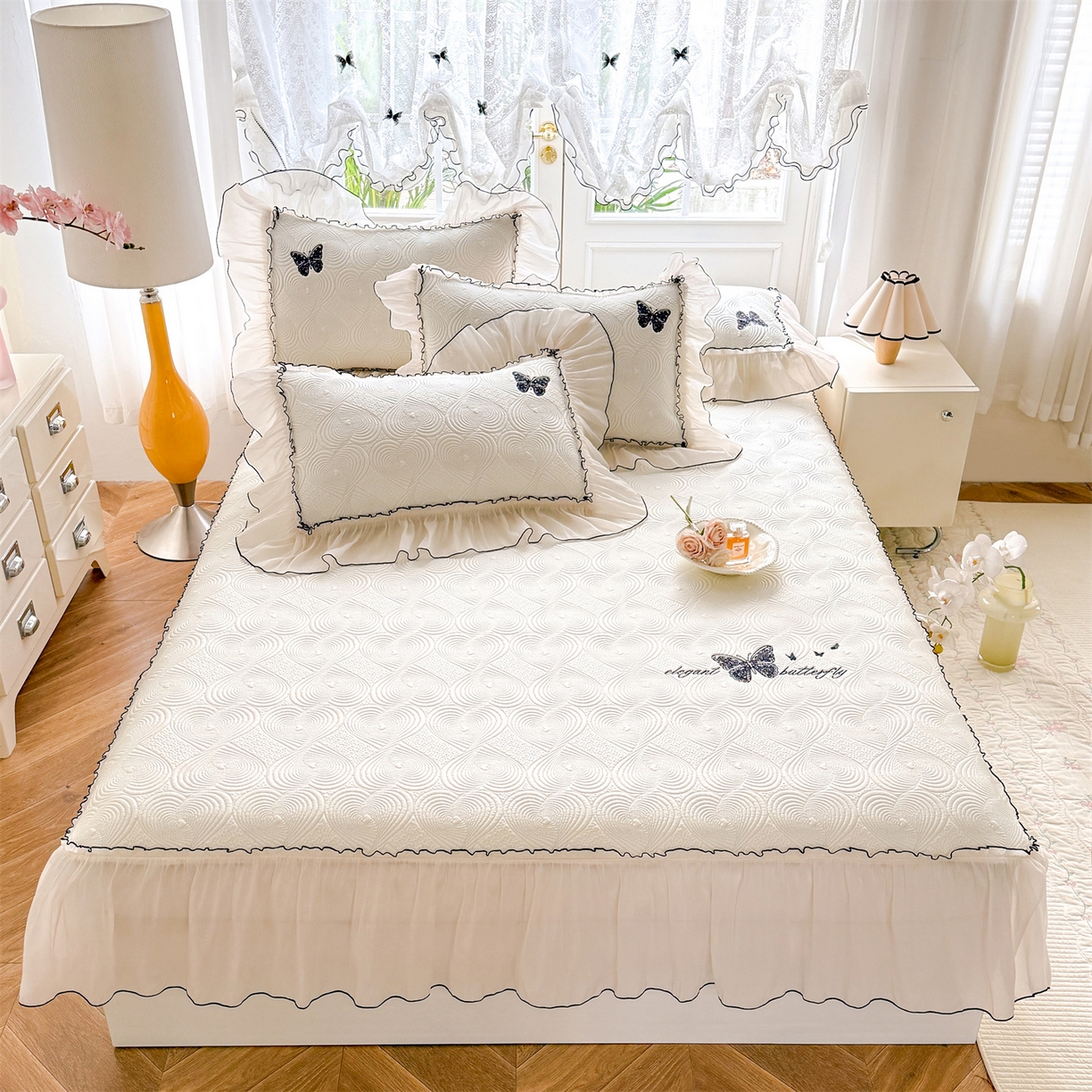 91家纺网 家纺一手货源 找家纺 （总）优贝家纺 2026新款-高克重PE聚乙中分子提花刺绣法式花边复合凉感软席