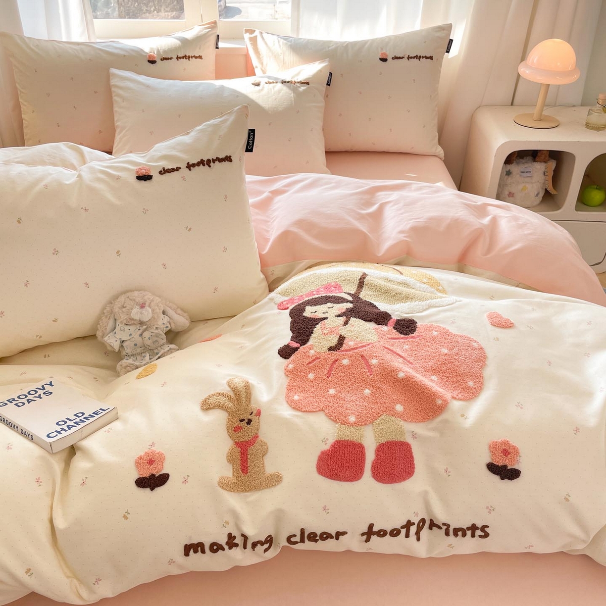 涵宸家纺 2026新款全棉印花毛巾绣四件套 温柔时光