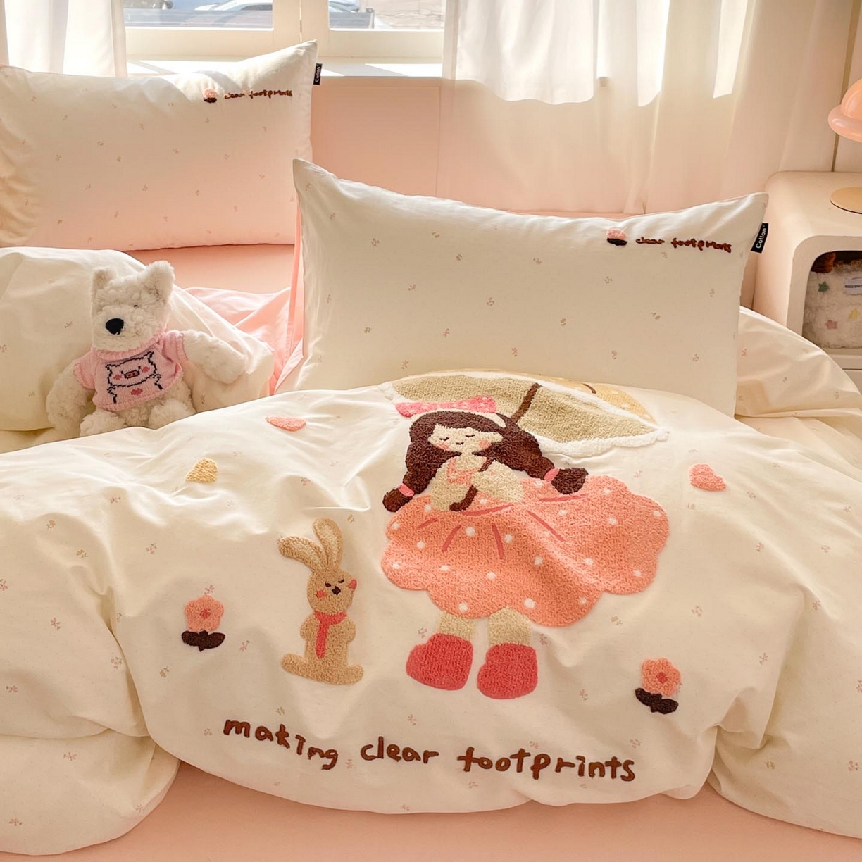 91家纺网 家纺一手货源 找家纺 涵宸家纺 2026新款全棉印花毛巾绣四件套 温柔时光