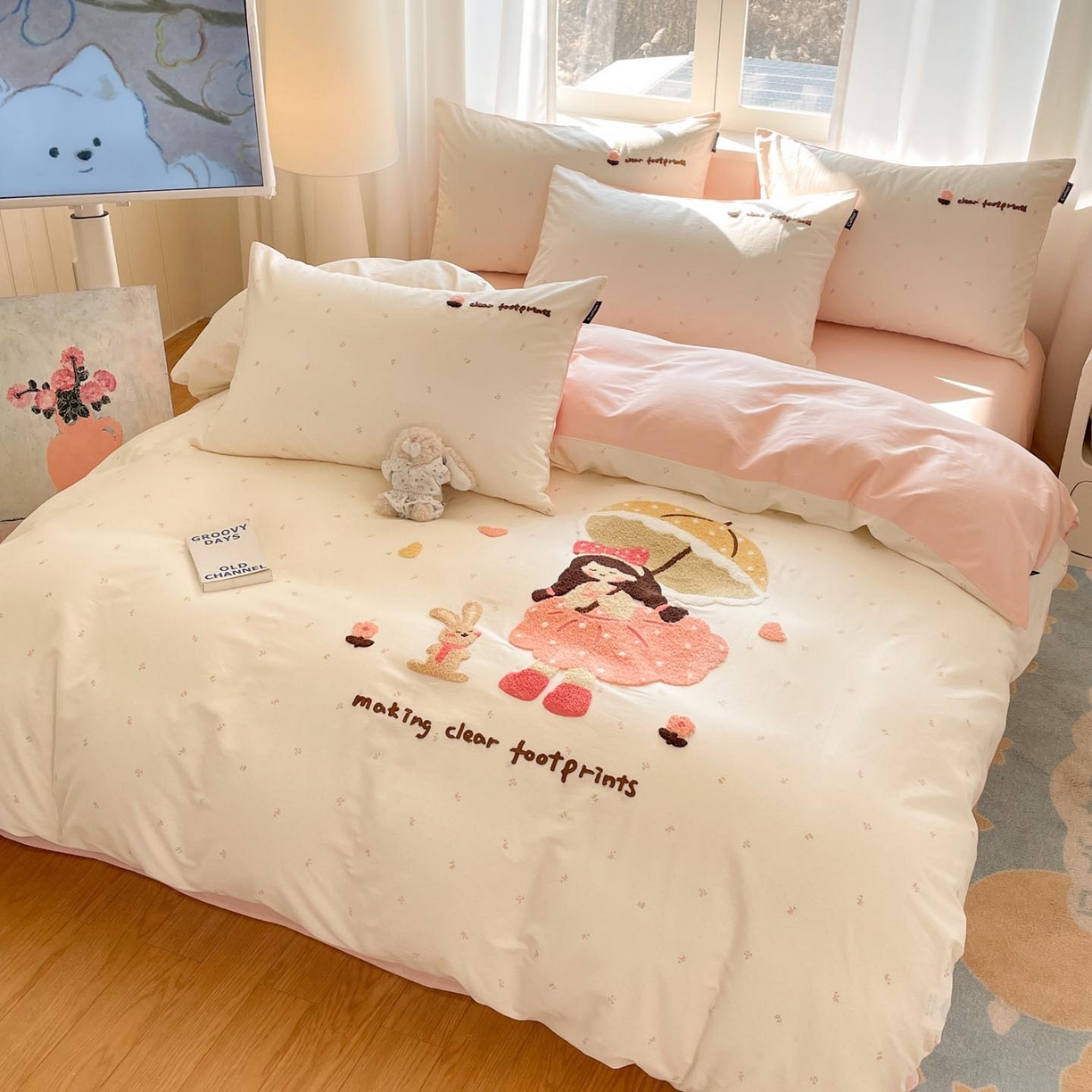 91家纺网 家纺一手货源 找家纺 涵宸家纺 2026新款全棉印花毛巾绣四件套 温柔时光