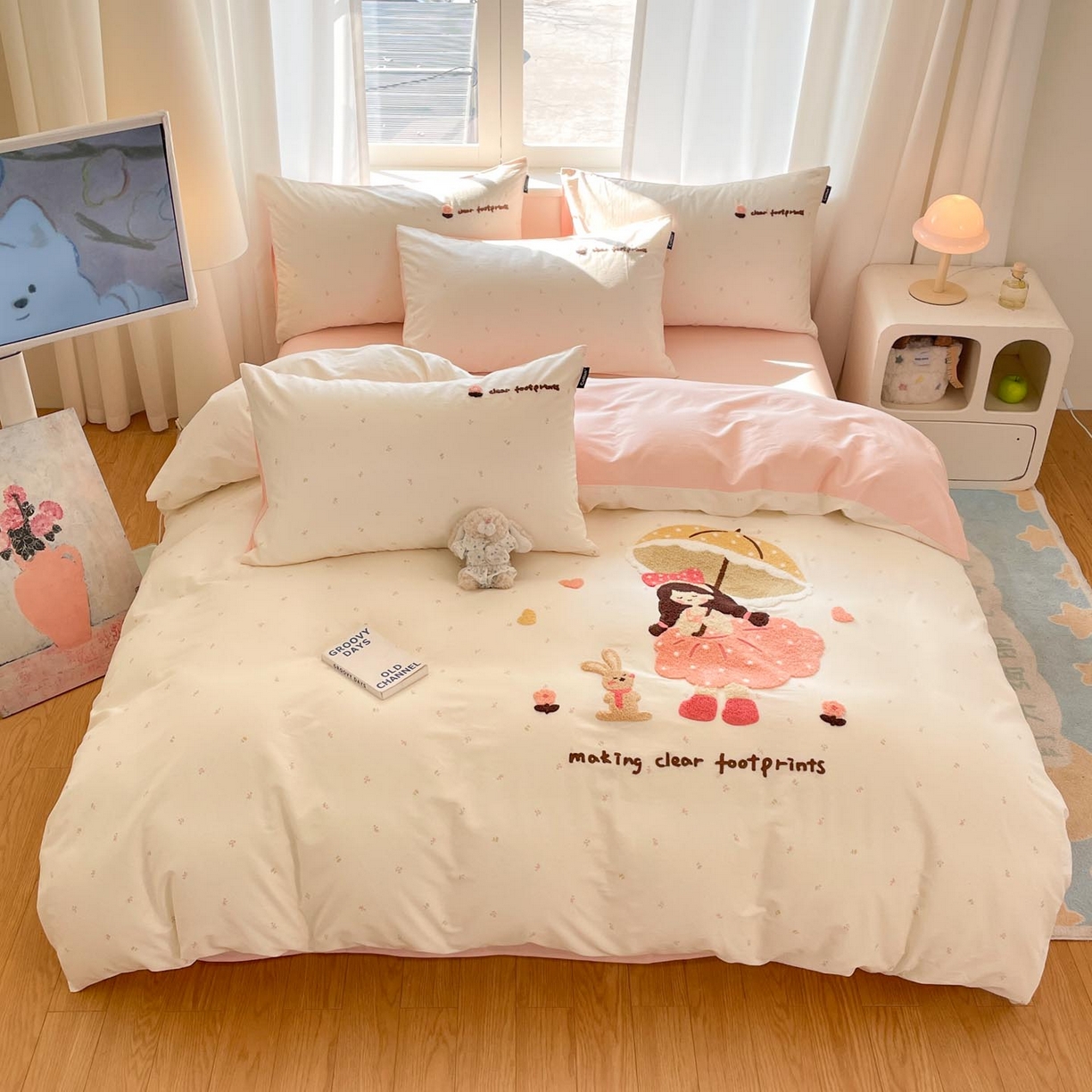 91家纺网 家纺一手货源 找家纺 涵宸家纺 2026新款全棉印花毛巾绣四件套 温柔时光