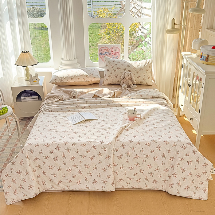 91家纺网 家纺一手货源 找家纺 （总）金喜 2026新款100%里外全棉夏被夏被四件套