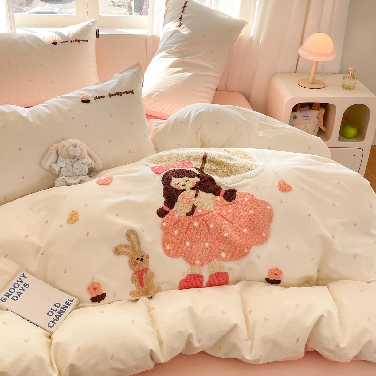 91家纺网 家纺一手货源 找家纺 涵宸家纺 2026新款全棉印花毛巾绣四件套 温柔时光