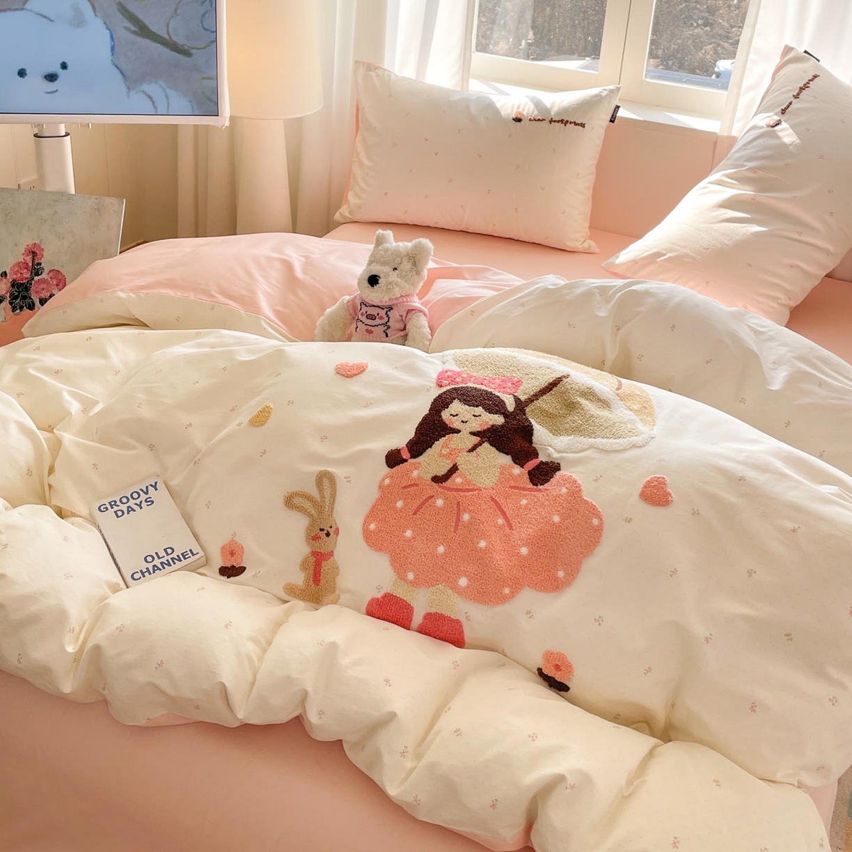 91家纺网 家纺一手货源 找家纺 涵宸家纺 2026新款全棉印花毛巾绣四件套 温柔时光