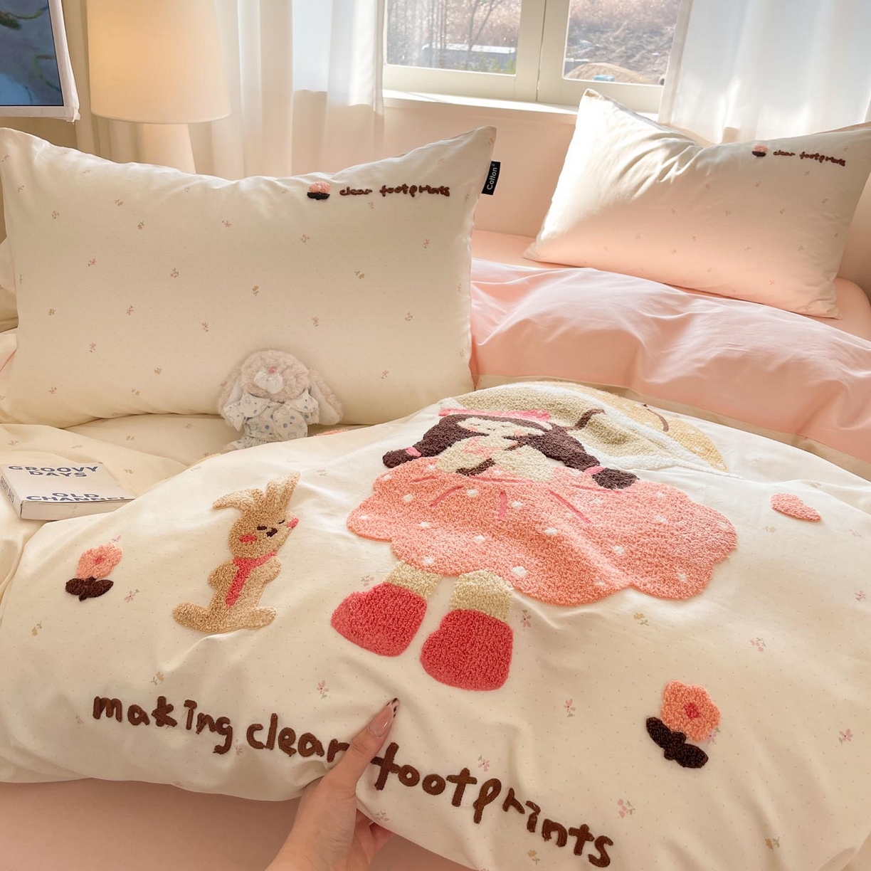 91家纺网 家纺一手货源 找家纺 涵宸家纺 2026新款全棉印花毛巾绣四件套 温柔时光