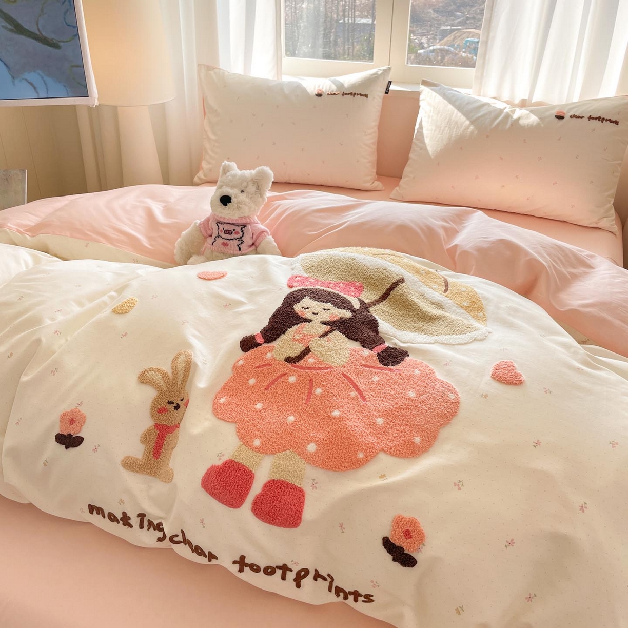 91家纺网 家纺一手货源 找家纺 涵宸家纺 2026新款全棉印花毛巾绣四件套 温柔时光