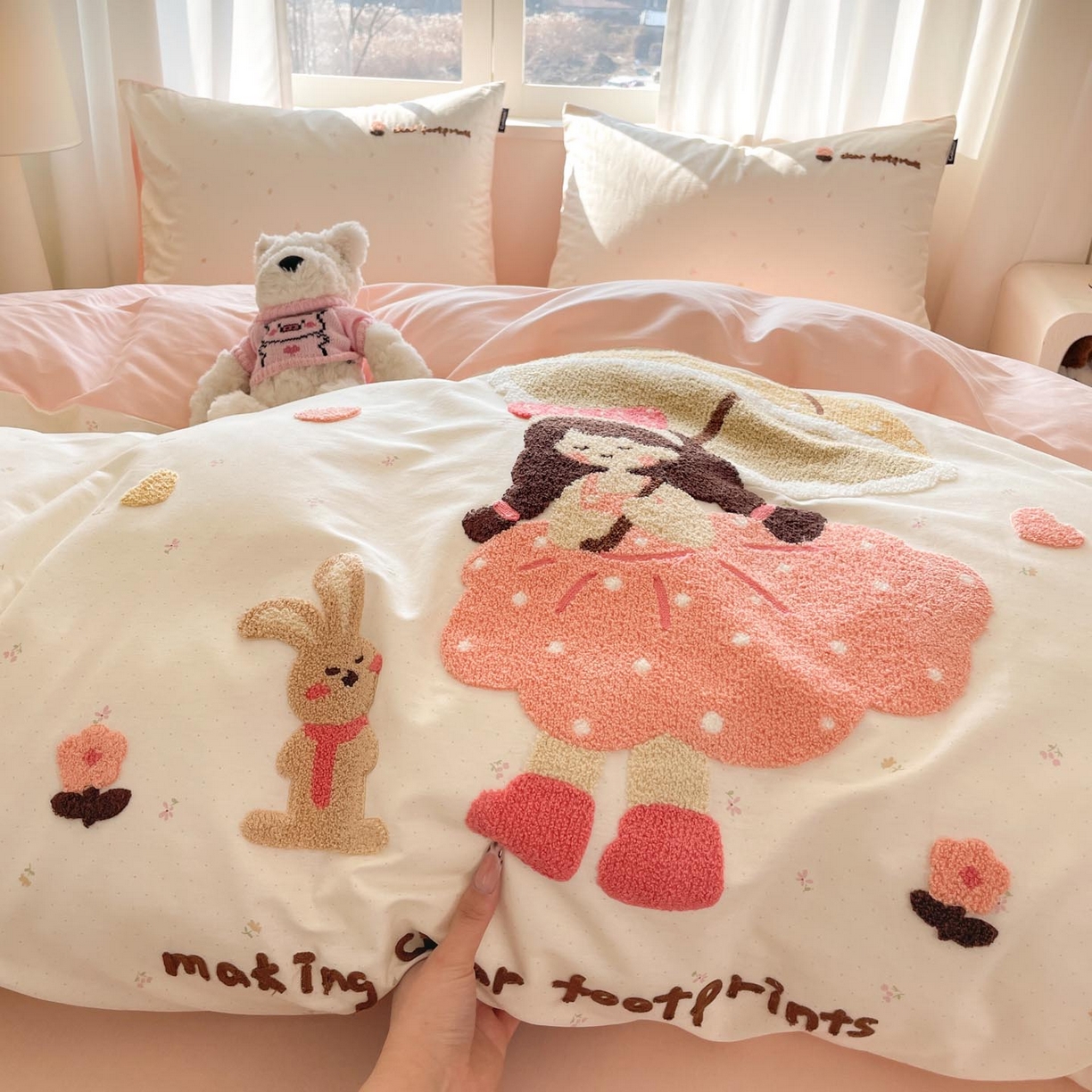 91家纺网 家纺一手货源 找家纺 涵宸家纺 2026新款全棉印花毛巾绣四件套 温柔时光