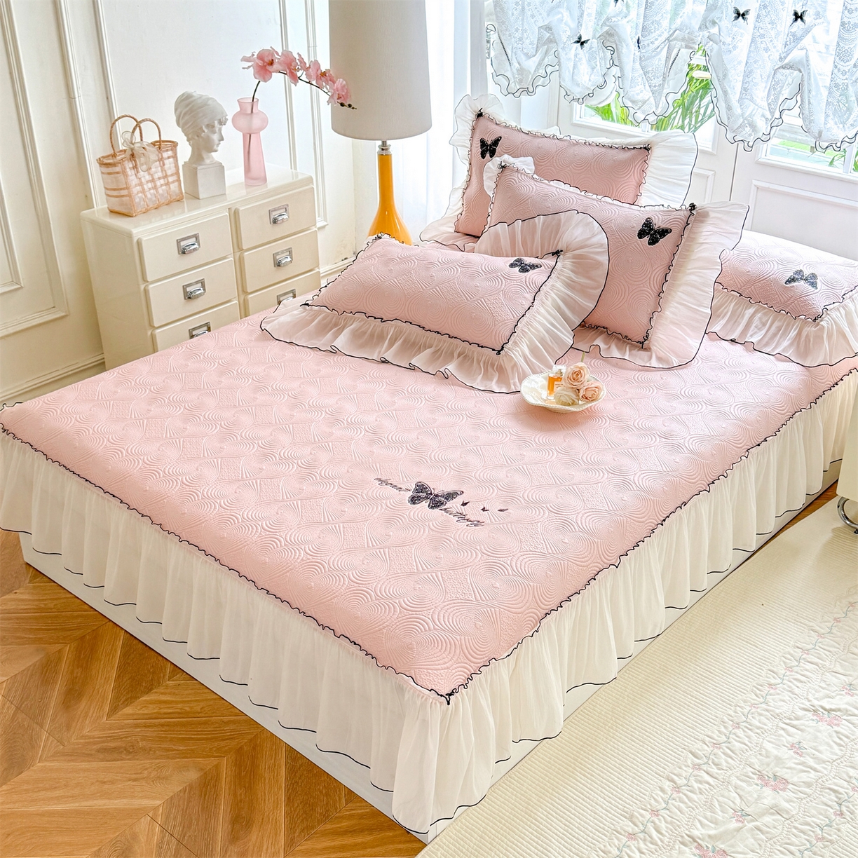 91家纺网 家纺一手货源 找家纺 （总）绒棉世家 2026新款-高克重PE聚乙中分子提花刺绣法式花边复合凉感软席