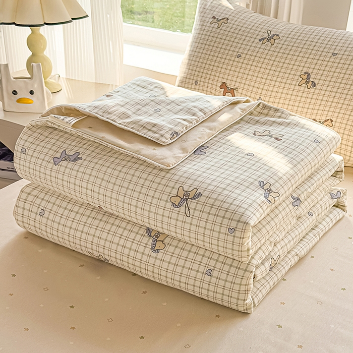 91家纺网 家纺一手货源 找家纺 金喜 2026新款100%里外全棉夏被夏被四件套 马到成功