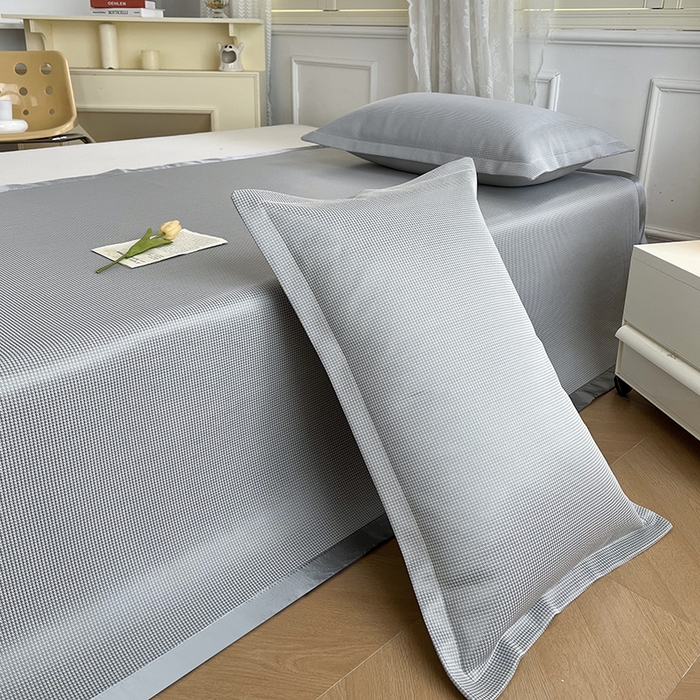 步步高席业 2026新款凉感冰丝凉席枕套-纯色 千鸟格-灰色
