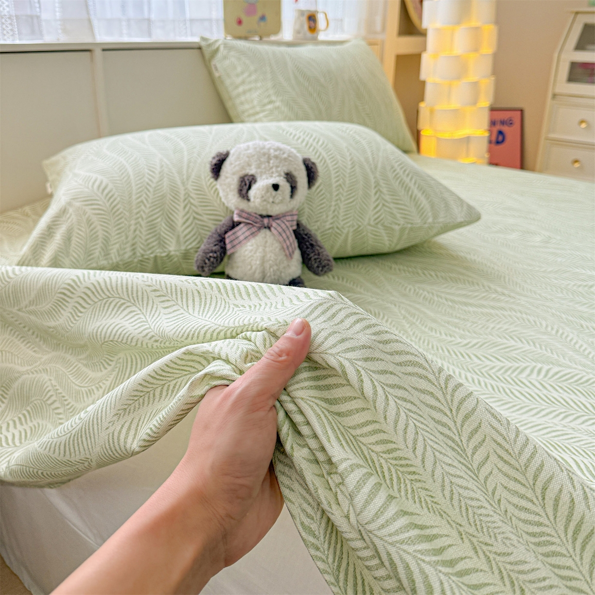 91家纺网 家纺一手货源 找家纺 名兮家居 2026新款全棉A类卡通简约时尚老粗布床单 海草