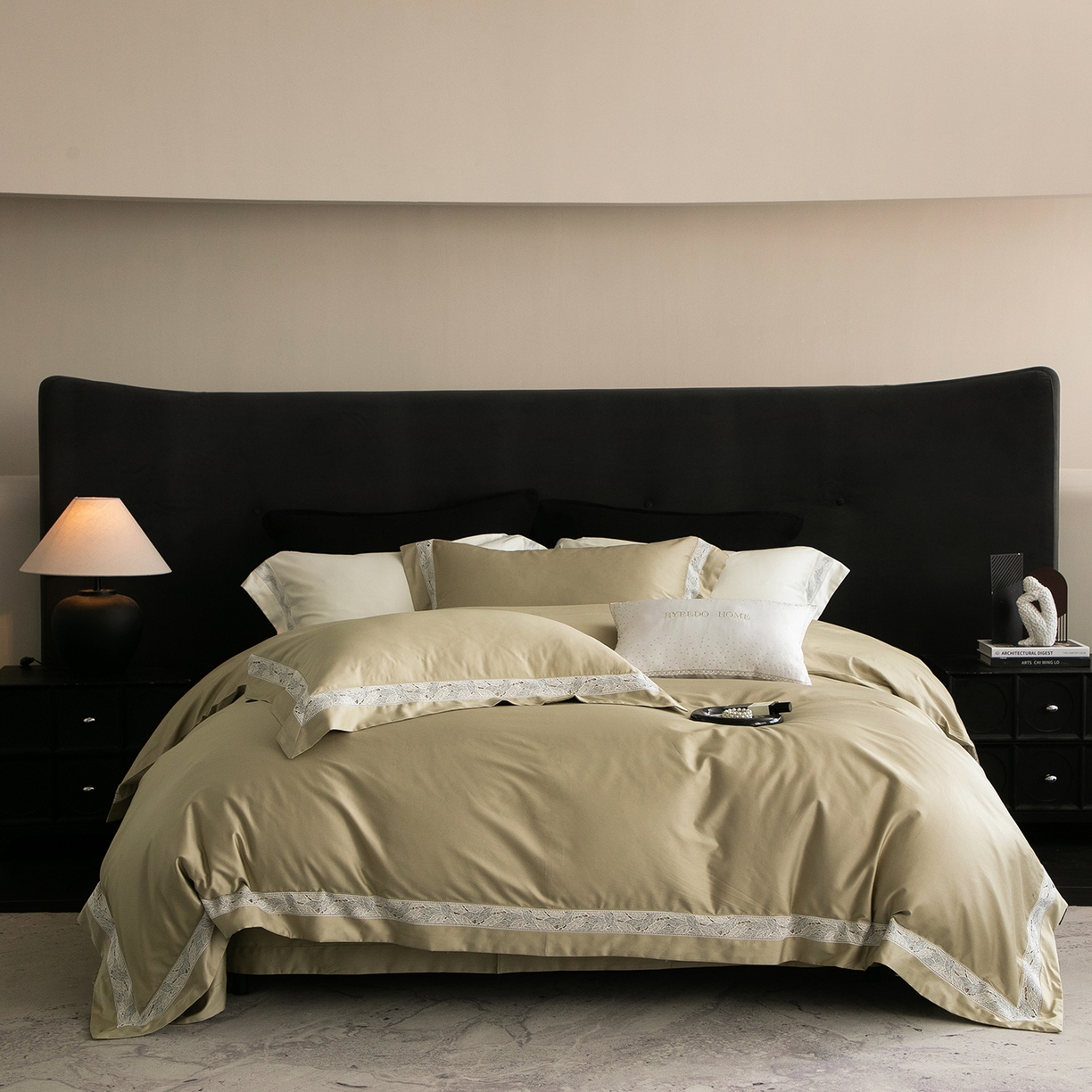 91家纺网 家纺一手货源 找家纺 蕾诺家纺 2026秋冬新品100支高定100S全棉四件套 棉森蔓-灰湖绿