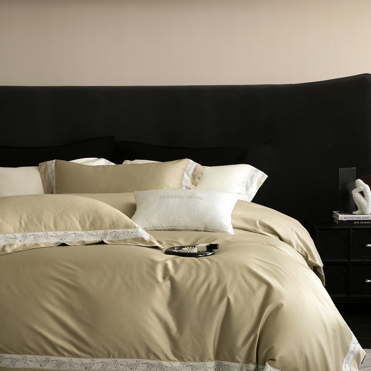 91家纺网 家纺一手货源 找家纺 蕾诺家纺 2026秋冬新品100支高定100S全棉四件套 棉森蔓-灰湖绿