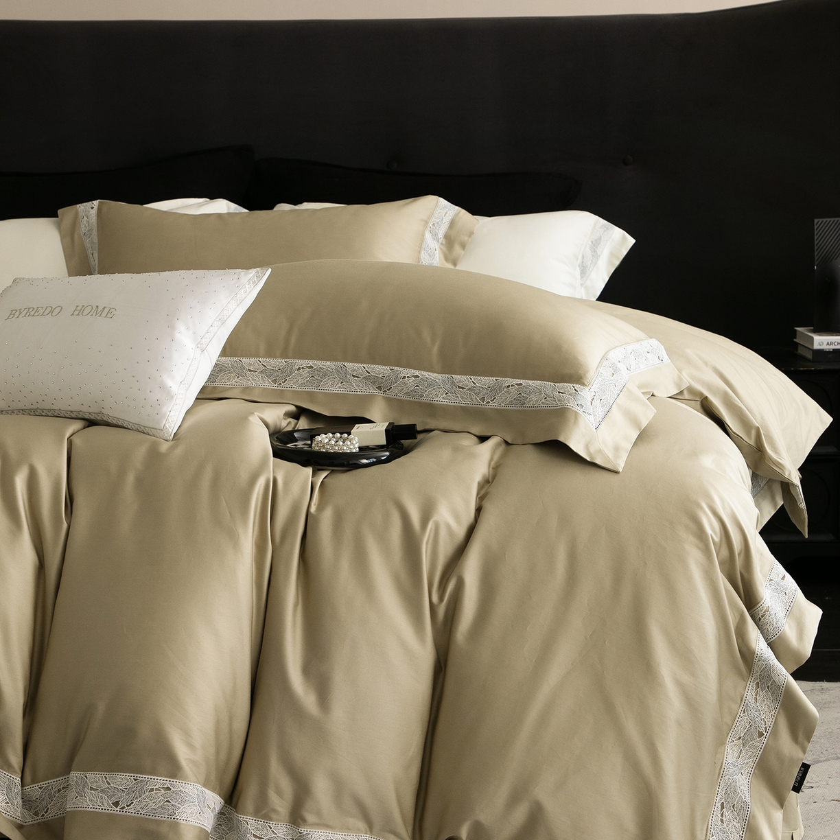 91家纺网 家纺一手货源 找家纺 蕾诺家纺 2026秋冬新品100支高定100S全棉四件套 棉森蔓-灰湖绿