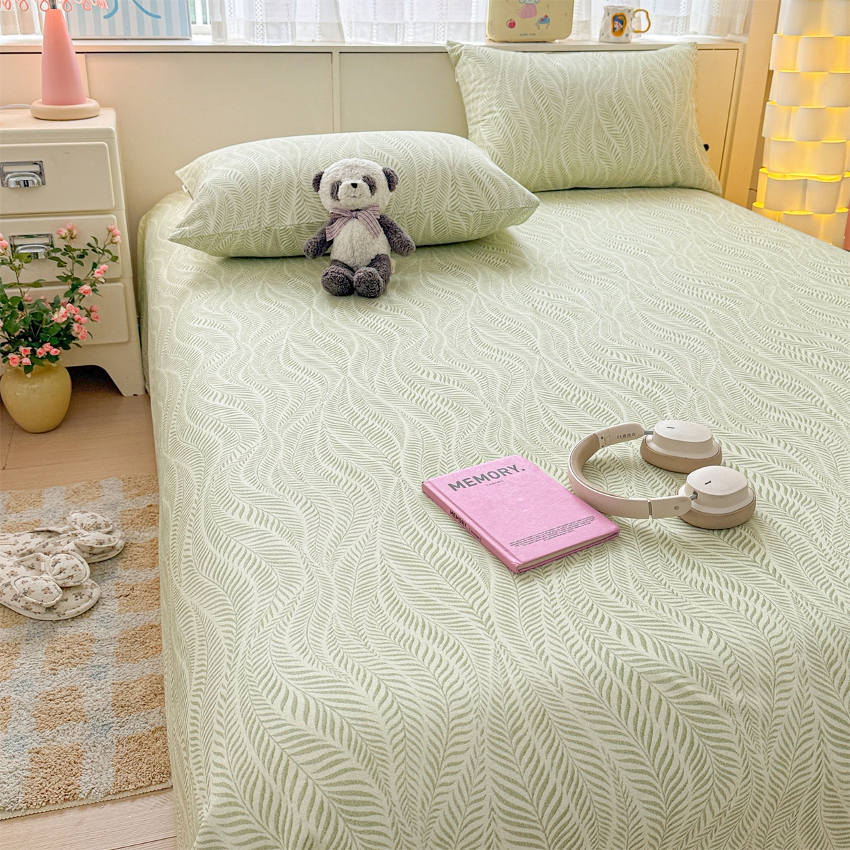 91家纺网 家纺一手货源 找家纺 名兮家居 2026新款全棉A类卡通简约时尚老粗布床单 海草