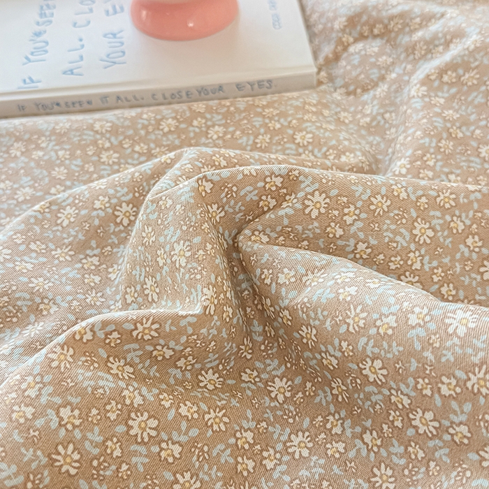 91家纺网 家纺一手货源 找家纺 金喜 2026新款100%里外全棉夏被夏被四件套 碎花拾影-咖