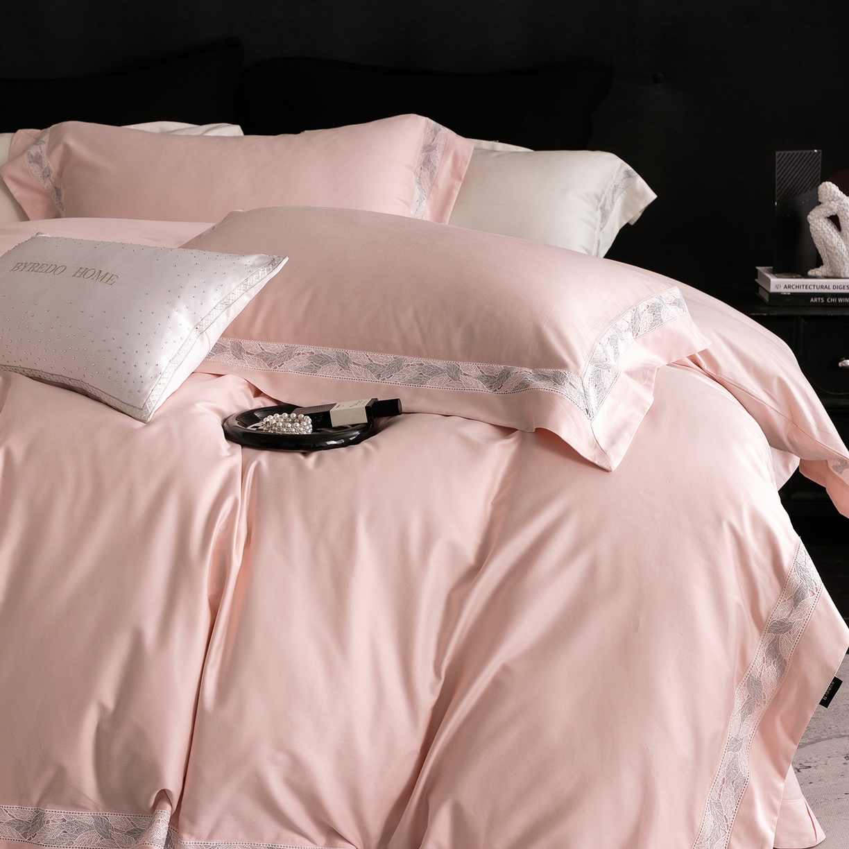 91家纺网 家纺一手货源 找家纺 蕾诺家纺 2026秋冬新品100支高定100S全棉四件套 棉森蔓-蔷薇粉