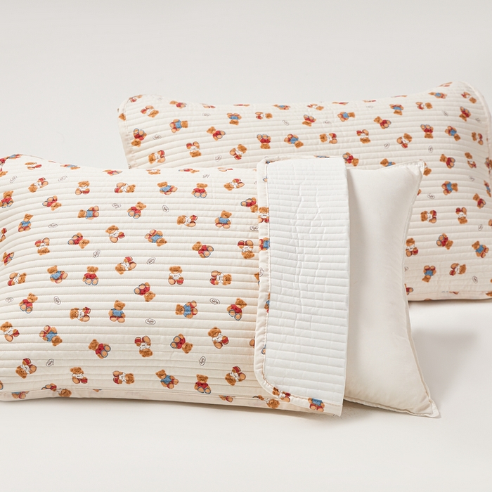 91家纺网 家纺一手货源 找家纺 永旺家纺 2026新款全棉亲肤防水枕巾防水隔脏 烘培熊熊