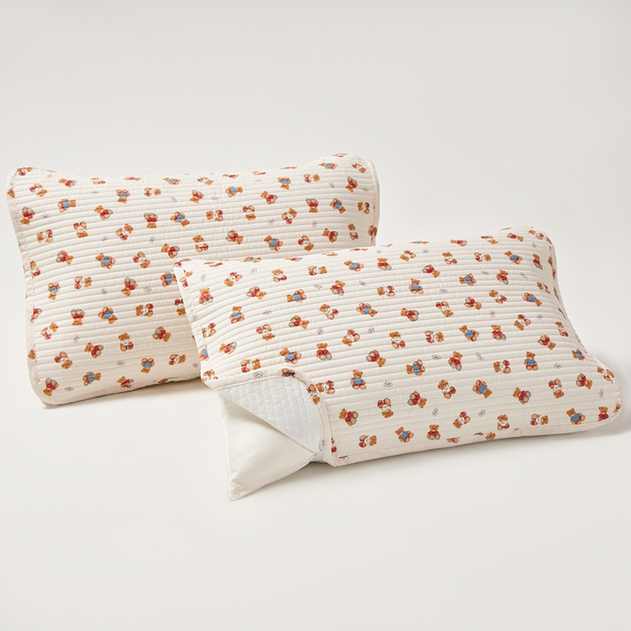 91家纺网 家纺一手货源 找家纺 永旺家纺 2026新款全棉亲肤防水枕巾防水隔脏 烘培熊熊