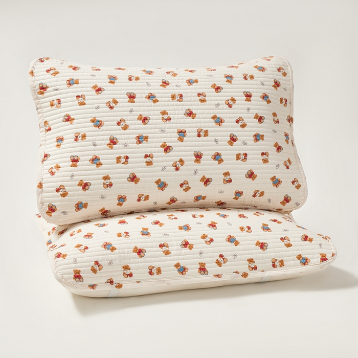 91家纺网 家纺一手货源 找家纺 永旺家纺 2026新款全棉亲肤防水枕巾防水隔脏 烘培熊熊