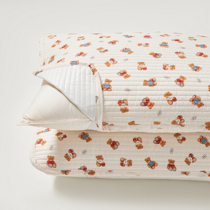 91家纺网 家纺一手货源 找家纺 永旺家纺 2026新款全棉亲肤防水枕巾防水隔脏 烘培熊熊