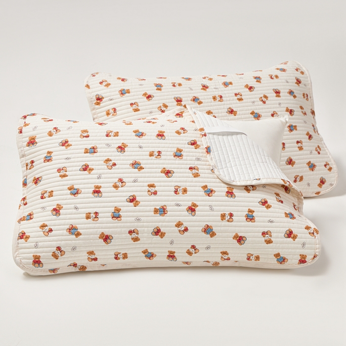 91家纺网 家纺一手货源 找家纺 永旺家纺 2026新款全棉亲肤防水枕巾防水隔脏 烘培熊熊