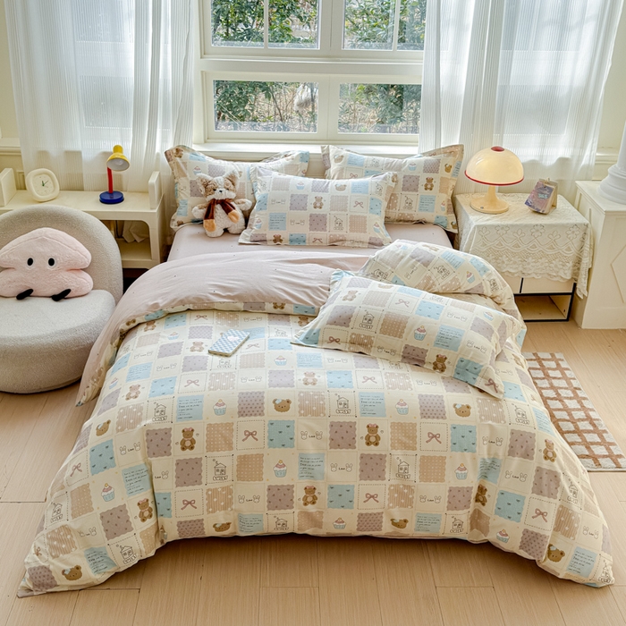 91家纺网 家纺一手货源 找家纺 U品汇 2026新品纯棉全棉印花四件套小清新卡通花卉13070喷气 手帐日记