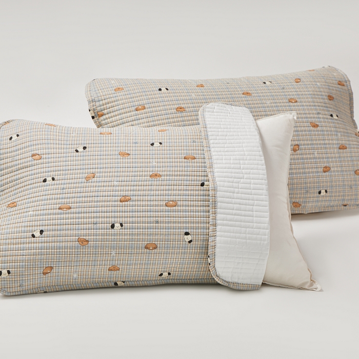 91家纺网 家纺一手货源 找家纺 永旺家纺 2026新款全棉亲肤防水枕巾防水隔脏 洋气柯基崽